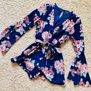 Navy Blue Floral Romper